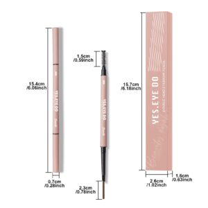 Eyebrow Pencil for Older Women, Dual-Ended Brow Liner Pen with Spoolie, Micro Triangle Tip Eye Brow Filler Pen for Brow Lamination Effect, Hair-Like Stroke, Gray, YES.EYE DO