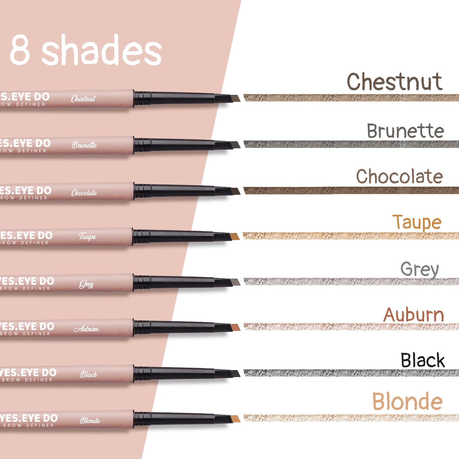 Eyebrow Pencil for Older Women, Dual-Ended Brow Liner Pen with Spoolie, Micro Triangle Tip Eye Brow Filler Pen for Brow Lamination Effect, Hair-Like Stroke, Gray, YES.EYE DO