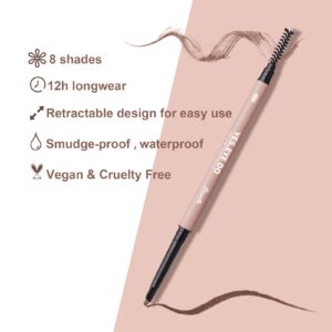 Eyebrow Pencil for Older Women, Dual-Ended Brow Liner Pen with Spoolie, Micro Triangle Tip Eye Brow Filler Pen for Brow Lamination Effect, Hair-Like Stroke, Gray, YES.EYE DO