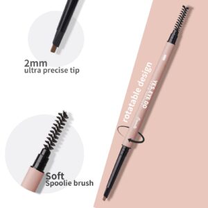 Eyebrow Pencil for Older Women, Dual-Ended Brow Liner Pen with Spoolie, Micro Triangle Tip Eye Brow Filler Pen for Brow Lamination Effect, Hair-Like Stroke, Gray, YES.EYE DO