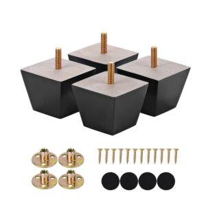 furniture legs 2 inch black square sofa couch feet wood replacement leg set of 4 for ottoman dresser cabinet