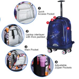 UNIKER Rolling Backpack,Softside Luggage with Spinner Wheels for Travel, Roller Bag with Wheels,Wheeled Backpack with Laptop Compartment Fit 15.6 Inch Laptop