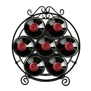 Maypes 7-Bottle Countertop Wine Rack – 13x12x6.5 in., Iron Wire Wine Rack for Countertop, Bars, or Storage Cabinet – Decorative Tabletop Wine Rack for Demi or Standard Bottles – Wine Storage