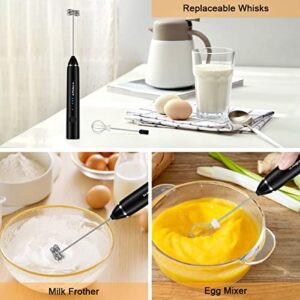 Philorn Milk Frother Handheld Rechargeable Coffee Frother - Frother Wand with 2 Heads, Electric Whisk Drink Mixer for Coffee, Mini Foamer for Lattes, Cappuccino, Frappe, Matcha, Hot Chocolate-3 Speed