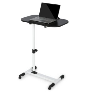 monibloom mobile laptop desk 360° rotatable panel adjustable height desk rolling cart ergonomic table with wheels for home office school, black