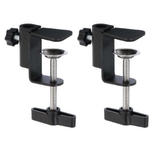 patikil 0.49" hole dia. desk clamp, 2 pcs universal c-clamp base with adjustable screw for microphone mic arm table lamp mount holder, black