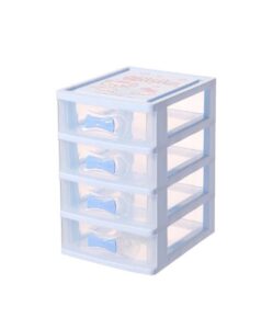wqurc lovely receiving storage box with multi-layers desktop receiving drawers with blue bowknot handle (four layers (7.06 x 5.22 x 8.05 inches))