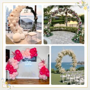 8ft Balloon Arch Stand,Round Backdrop Stand,Golden Circle Wedding Arch Frame for Wedding,Valentine's Day,Birthday,Party,Friends Gathering,Christmas,Garden Decoration