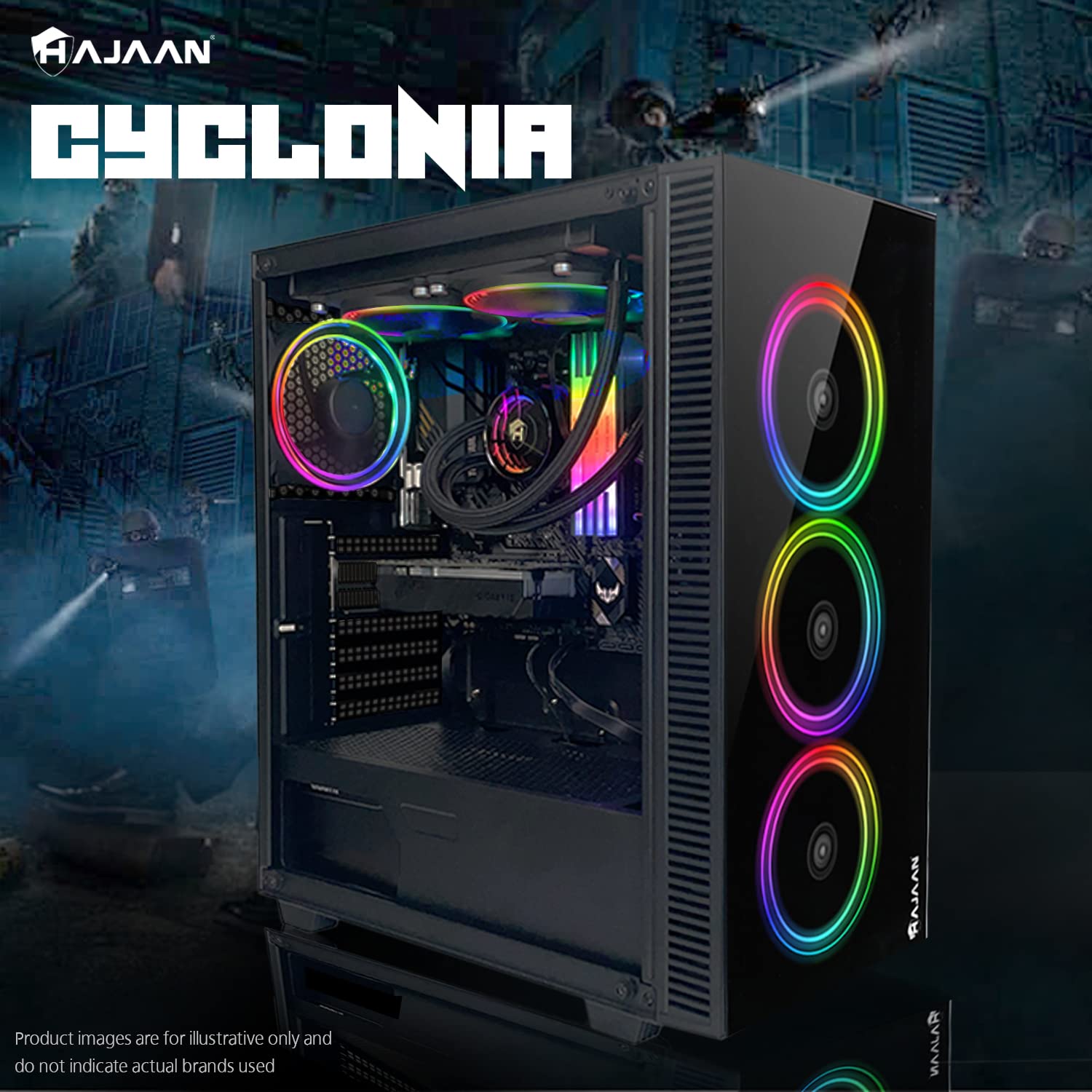 HAJAAN CYCLONIA Computer Desktop VR Gaming PC - Liquid Cooled - Intel i9-10850K 10-Core Processor Upto 5.2 GHz - RTX 3060 12GB GDDR6-64GB DDR4-2TB SSD - Windows 11 Pro