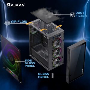 HAJAAN CYCLONIA Computer Desktop VR Gaming PC - Liquid Cooled - Intel i9-10850K 10-Core Processor Upto 5.2 GHz - RTX 3060 12GB GDDR6-64GB DDR4-2TB SSD - Windows 11 Pro