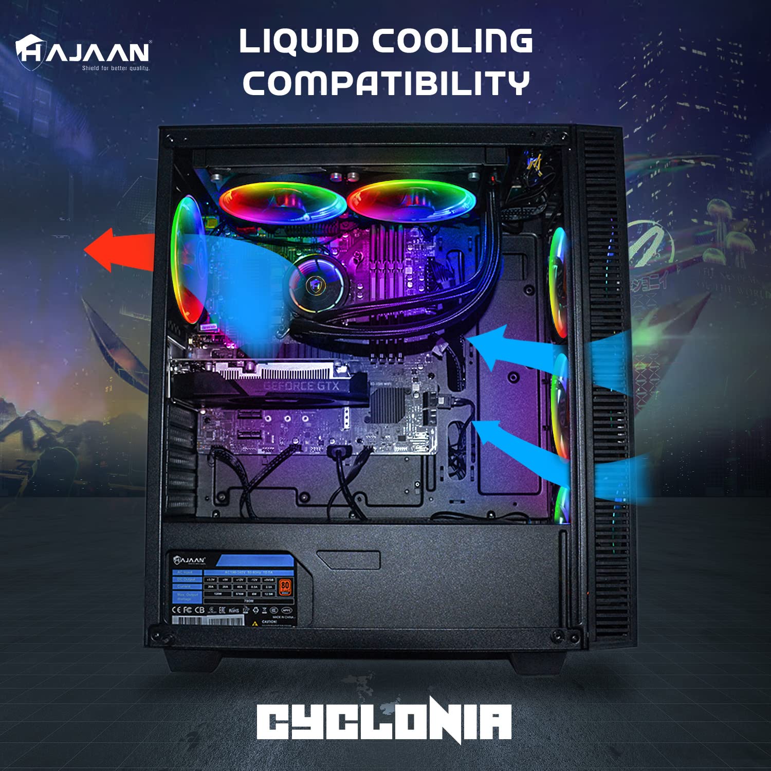 HAJAAN CYCLONIA Computer Desktop VR Gaming PC - Liquid Cooled - Intel i9-10850K 10-Core Processor Upto 5.2 GHz - RTX 3060 12GB GDDR6-64GB DDR4-2TB SSD - Windows 11 Pro