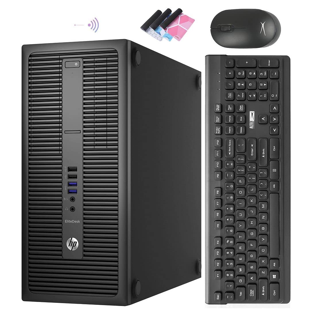 HP Tower Computers EliteDesk 800 G2 PC Tower,Intel Quad Core i5 Desktop,16GB Ram 256GB SSD,3TB HDD,DVD,VGA,USB,BT,DP,AX210 Built-in WiFi, Wireless K&M + TJJ Mouse PAD,Win10(Renewed)