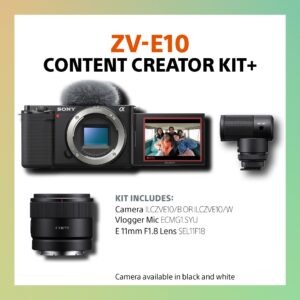 Sony Alpha ZV-E10 - APS-C Interchangeable Lens Mirrorless Vlog Camera & Content Creator Kit Black