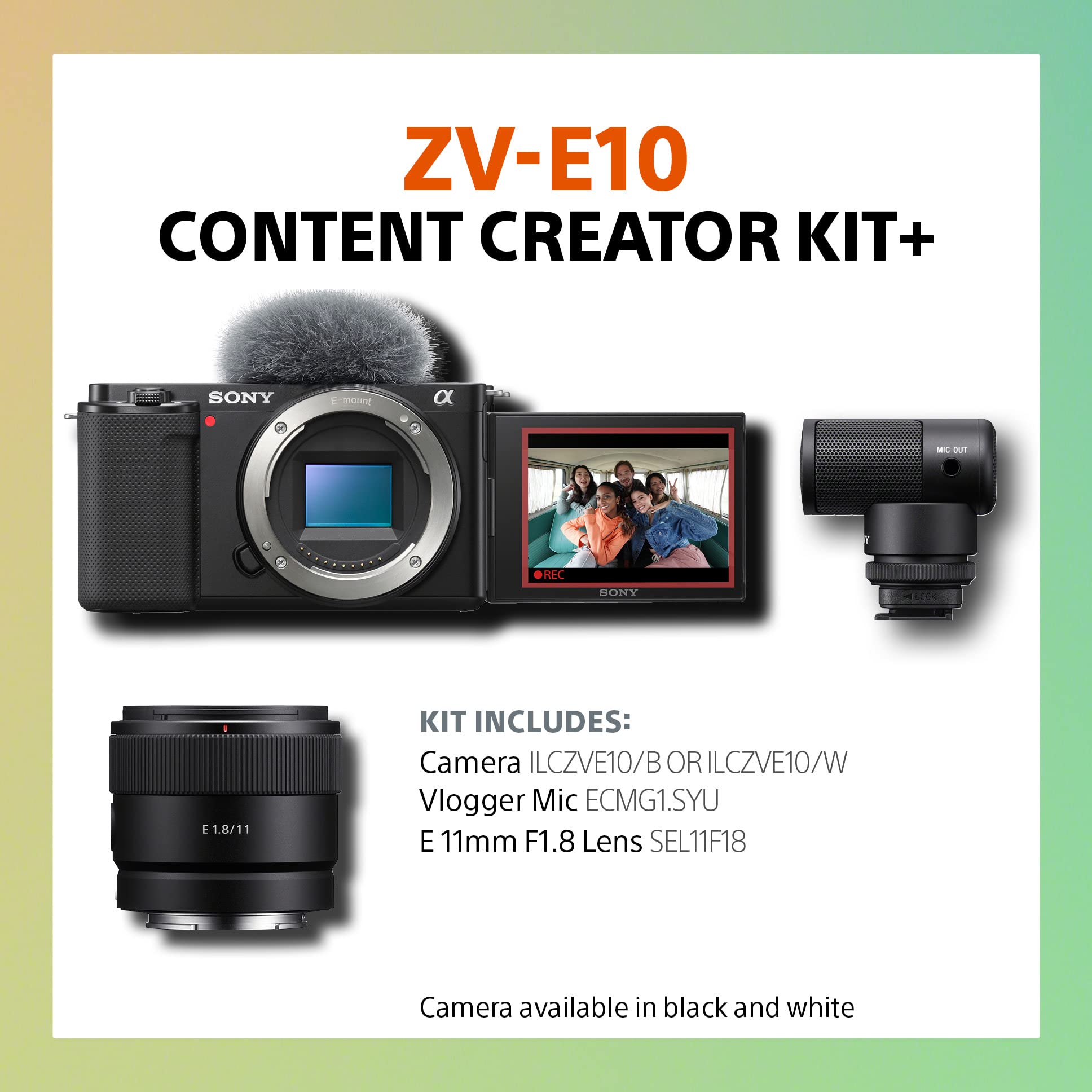Sony Alpha ZV-E10 - APS-C Interchangeable Lens Mirrorless Vlog Camera & Content Creator Kit Black