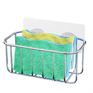 hapirm sponge holder for kitchen sink, compact sink caddy kitchen sink organizer, rustproof and waterproof sink sponge holder-silver