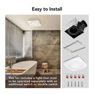 OREiN OL003 Bathroom Exhaust Fan with Light, 40W Bathroom Fan with Humidity Sensor, 160 CFM 1.0 Sones Bathroom Vent Fan with Light For Home, 1500lm LED Light 3000K/4000K/5000K Selectable & Nightlight