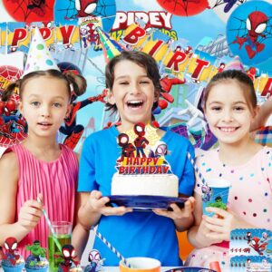 203PCS Birthday Party Supplies and Decorations for Kids, Serves 10 Guests with Backdrop, Banner, Invitation Cards, Cake Topper, Foil Balloon, Swirls, Balloons, Stickers, Tableware