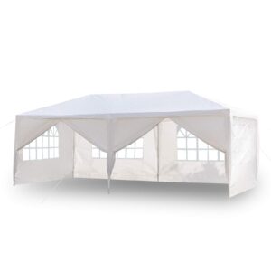 10' x 20'x 8.5'outdoor white waterproof gazebo canopy tent with 4 removable sidewalls and windows heavy duty tent for party wedding events beach bbq