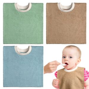 foaincore 3 pieces full coverage toddler bibs pullover baby bibs absorbent cotton terry towel toddler bibs (simple colors)