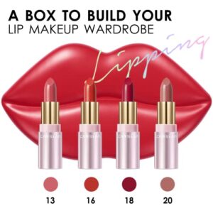 CARSLAN 4pcs Lustrous Lipstick Red Lip Gift Box Cream Finish Long-Lasting Hydrating Lipstick Non-Sticky for Women