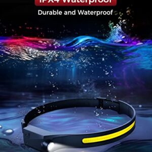 Rechargeable Headlamp【2 Pack】, Rechargeable Head Lamp LED Super Bright HeadLamps for Adults 230° Wide Beam Camping Head Light for Head USB Charging for Camping Accessories, Hardhat Light, Repairing