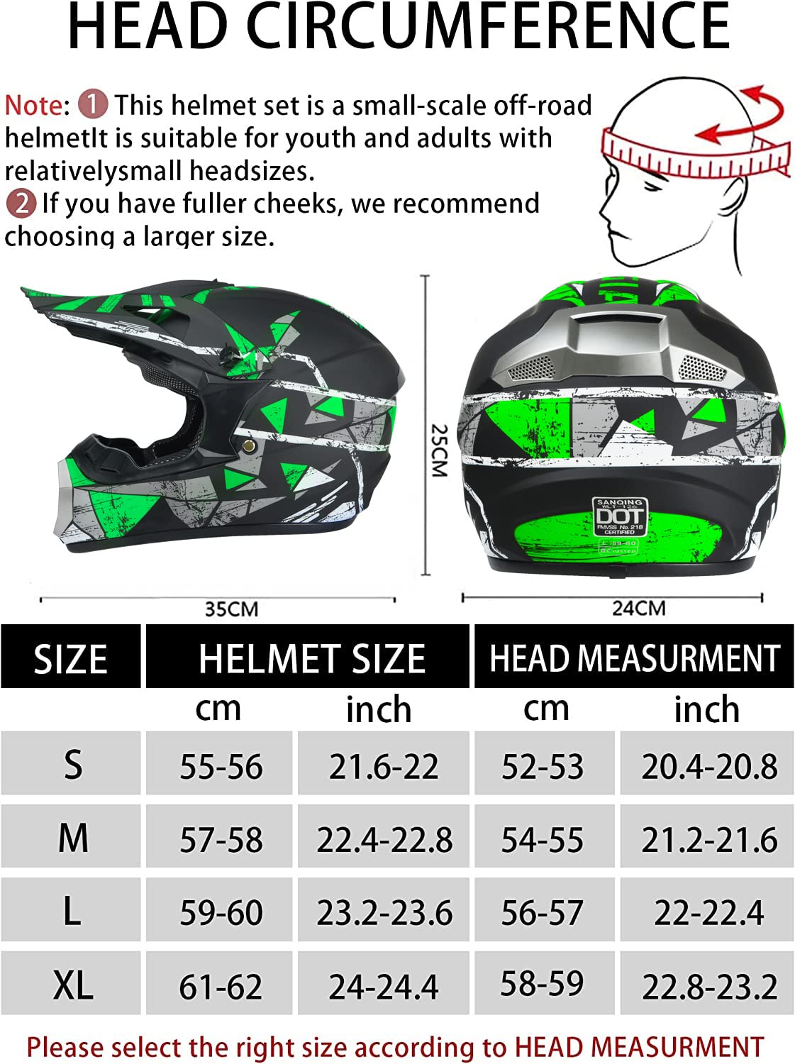 Youth Motocross Dirt Bike Helmet Anti-Collision ATV DOT Approved Offroad Motorcycle Four Wheeler Outdoor Street BMX MX Offroad Full Face Helmet (Black, Medium)