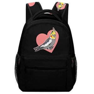 cute cockatiel with heart laptop backpack fashion shoulder bag travel daypack bookbags for men women