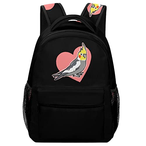 Cute Cockatiel with Heart Laptop Backpack Fashion Shoulder Bag Travel Daypack Bookbags for Men Women