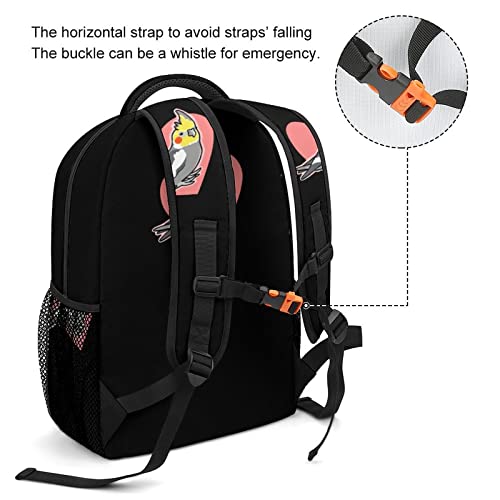 Cute Cockatiel with Heart Laptop Backpack Fashion Shoulder Bag Travel Daypack Bookbags for Men Women