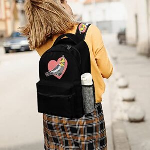 Cute Cockatiel with Heart Laptop Backpack Fashion Shoulder Bag Travel Daypack Bookbags for Men Women