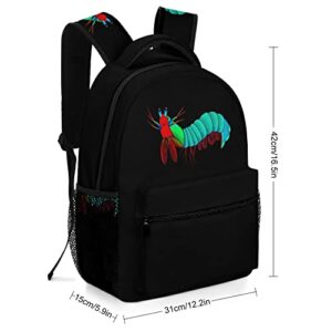 Colorful Mantis Shrimp Laptop Backpack Fashion Shoulder Bag Travel Daypack Bookbags for Men Women