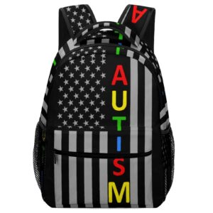 autism awareness puzzle usa flag laptop backpack fashion shoulder bag travel daypack bookbags for men women
