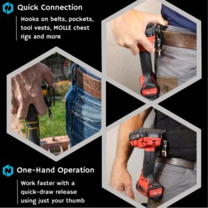 NÖHLSTER Locking Tool Clip for Cordless Drill, Impact Driver, Finish Nailer, Cordless Tools - No Holster Needed - Bit Holder Included