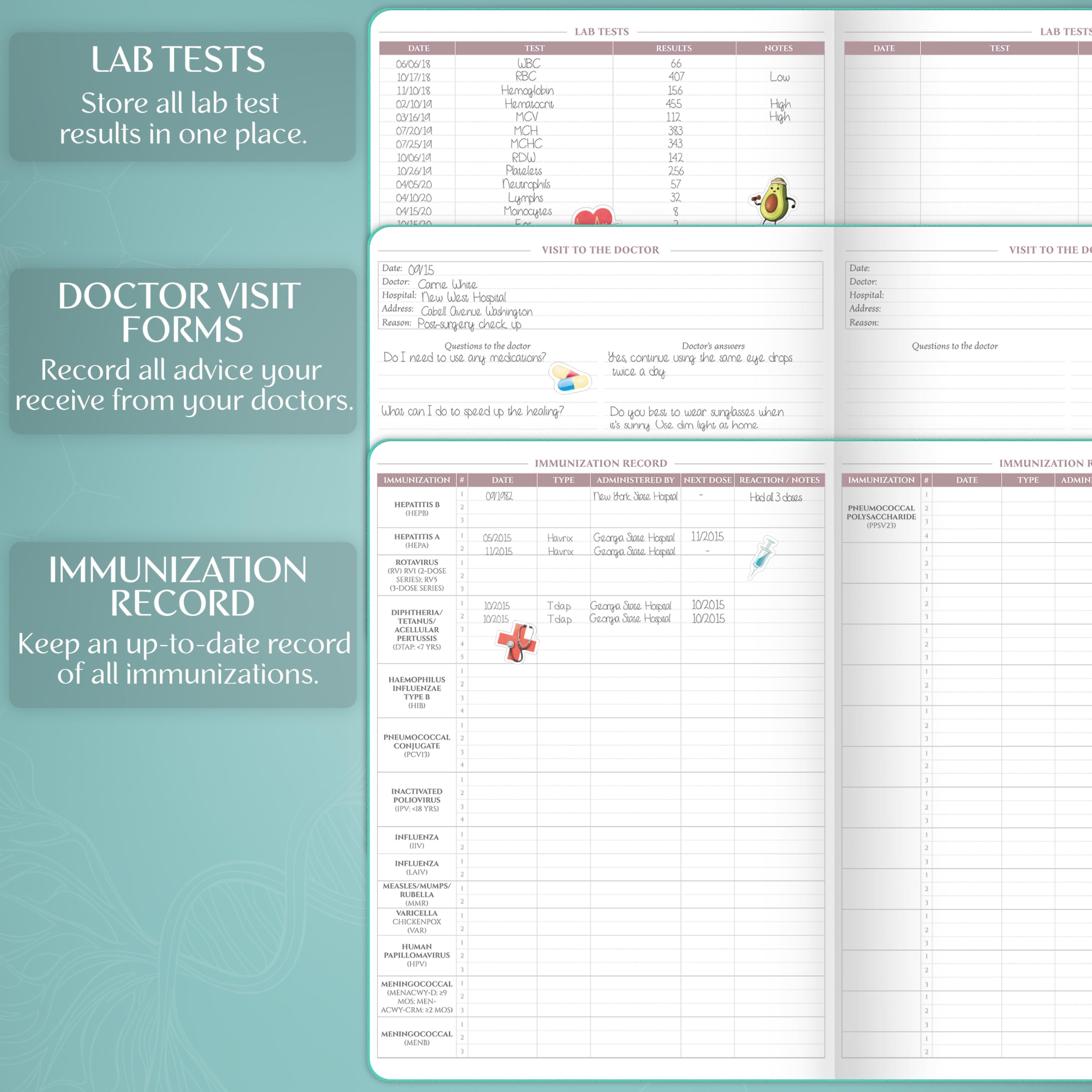 Legend Medical Planner – 12-Month Health Tracker Journal to Track Meals, Symptoms, Blood Pressure, Lab Test Results – Med & Wellness Notebook for Daily Self-Care & Health Goals (Turquoise)