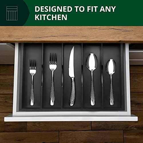 ROYAL CRAFT WOOD Bamboo Kitchen Drawer Organizer - Silverware Organize with Grooved Drawer Dividers for Flatware and Kitchen Utensils (7 Slot, Brown)