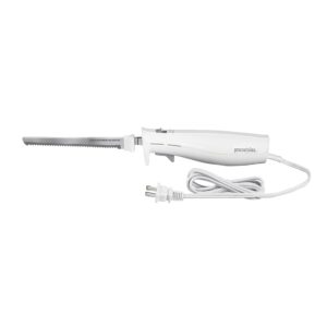 proctor silex easy slice electric knife for carving meats, poultry, bread, crafting foam and more, lightweight with contoured grip, white, (74312)
