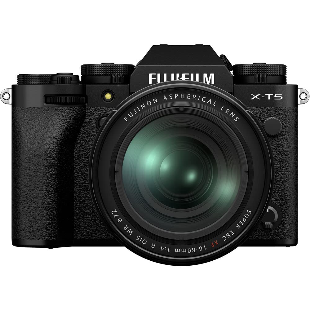 Fujifilm X-T5 Mirrorless Digital Camera with XF 16-80mm f/4 R OIS WR Lens Bundle, Includes: SanDisk 128GB Extreme PRO SDXC Memory Card, Spare Fujifilm NP-W235 Battery + More