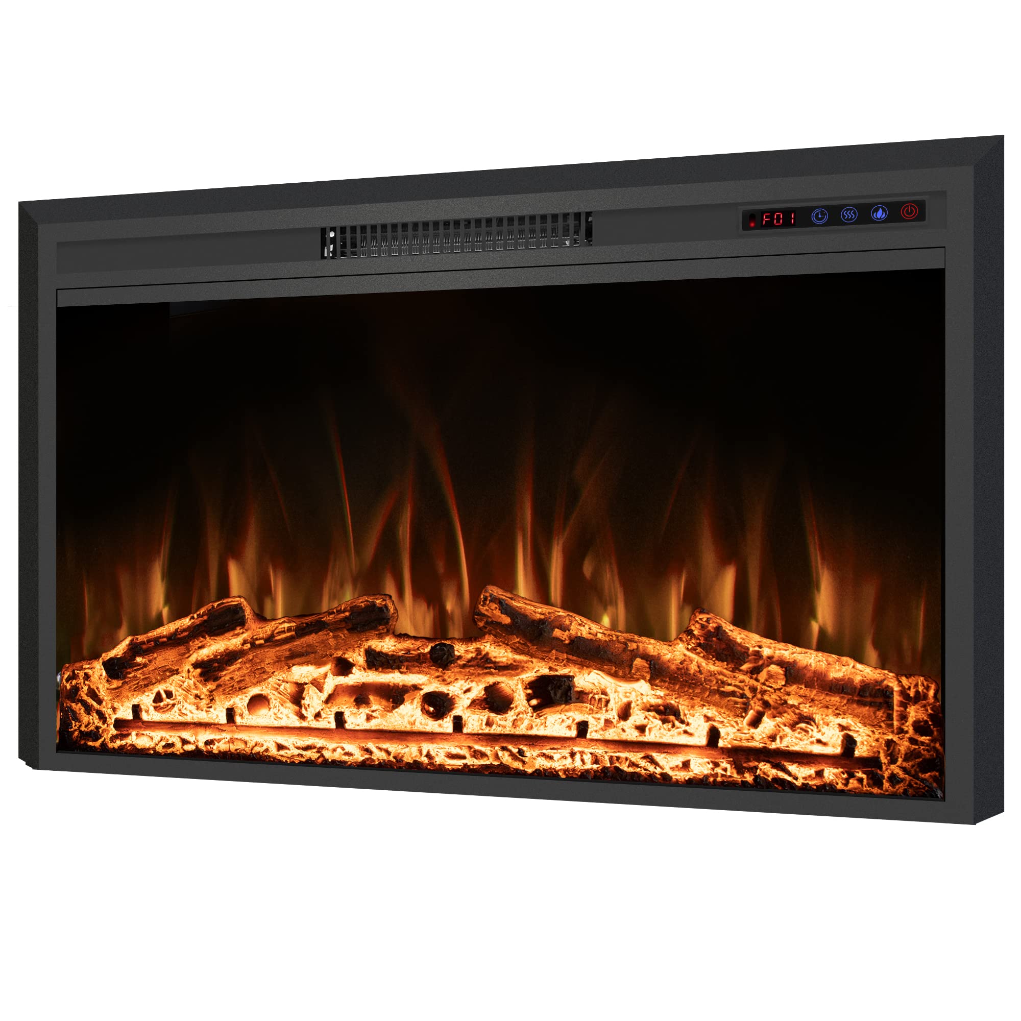 Rodalflame 50" Wide Electric Fireplace Inserts with Adjustable Flame Colors, Fireplace Heater with Touch Screen & Remote Control, Recessed in Wall, 750/1500W, Timer