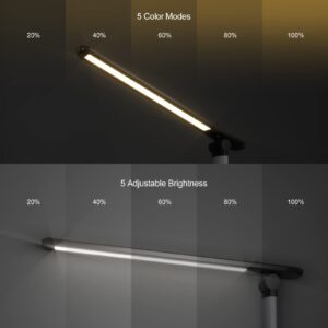 Taodaliy LED Desk Lamp, Table Lamp Reading Lamp with USB Charging Port, Desk Lamps for Home Office with 5 Color Temperature, 5 Brightness Levels, 1H Timer, Night Light, Desk Light for Bedroom