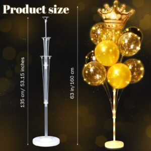 Sosation 2 Set Floor Crown Balloon Stand Kit Includes LED String Lights 42 Balloons 44 Balloon Sticks 26 Balloon Cups Gold Balloon Column Backdrop Decoration for Birthday Graduation Baby Shower Party