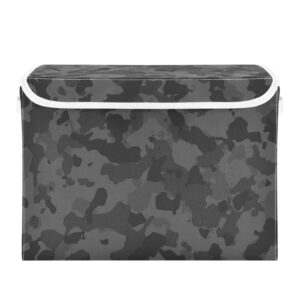 kigai storage basket black camo storage boxes with lids and handle, large storage cube bin collapsible for shelves closet bedroom living room, 16.5x12.6x11.8 in