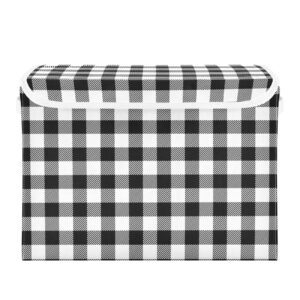 kigai storage basket buffalo plaid storage boxes with lids and handle, large storage cube bin collapsible for shelves closet bedroom living room, 16.5x12.6x11.8 in