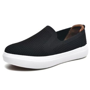 zuwoigo women's slip on walking tennis shoes-casual comfortable loafers travel work sneaker 9 b(m) us black