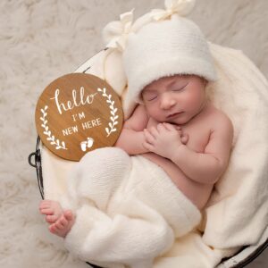 Baby Announcement Sign, Wooden Baby Name Sign for Nursery, Hello World Newborn Sign, Birth Announcement Sign for Hospital, Welcome Baby Arrival Sign Announcement Board for Photo Prop Baby Shower