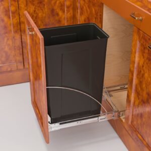 insputer pull out trash can under cabinet, under sink trash can with door mounting kit, requires 14" w x 18" d cabinet, slide out garbage can shelf, waste bin not included