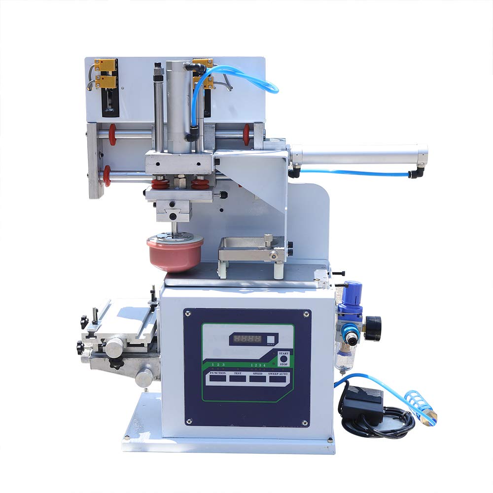 Pad Printer, 2-Station Pneumatic Single Color Pad Printer Stamping Embossing w/Sealed Ink Cup and Shuttle, 2200PCS/hour