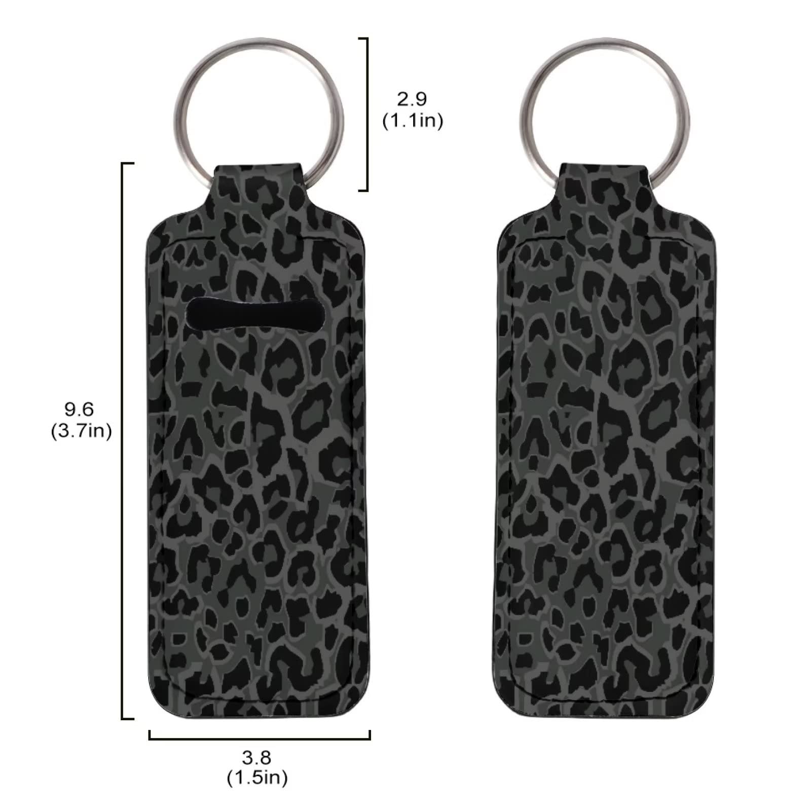 Suobstales Black Leopard Chapstick Holder Keychain Neoprene Lip Balm Holder Wild Animal Cheetah Skin Print Lipstick Sleeve Pouch Lip Balm Portable Pocket Lip Gloss Tube Holder Travel Accessories