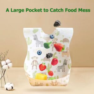 Roeoi Disposable Baby Feeding Bibs, Leakproof Liner and Waterproof Toddler Bibs with Food Catcher Pocket, Great for Outing and Traveling (10 PCS)