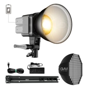 gvm video light, 80w photography lighting for video recording, 2700k~7500k bi-color bowens mount softbox lighting kit, cri 97+ 8 lighting scenes continuous lighting for photography
