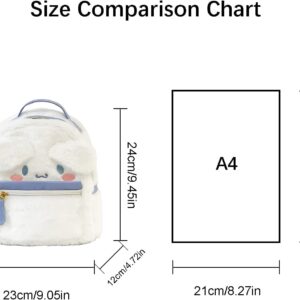 ACCENE Cute Furry Plush Cinnamoroll-Dog Backpack - Mini Girls Backpacks Great Gift for Kids